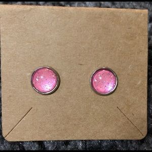 Handmade Pink Sparkle 10mm Studs